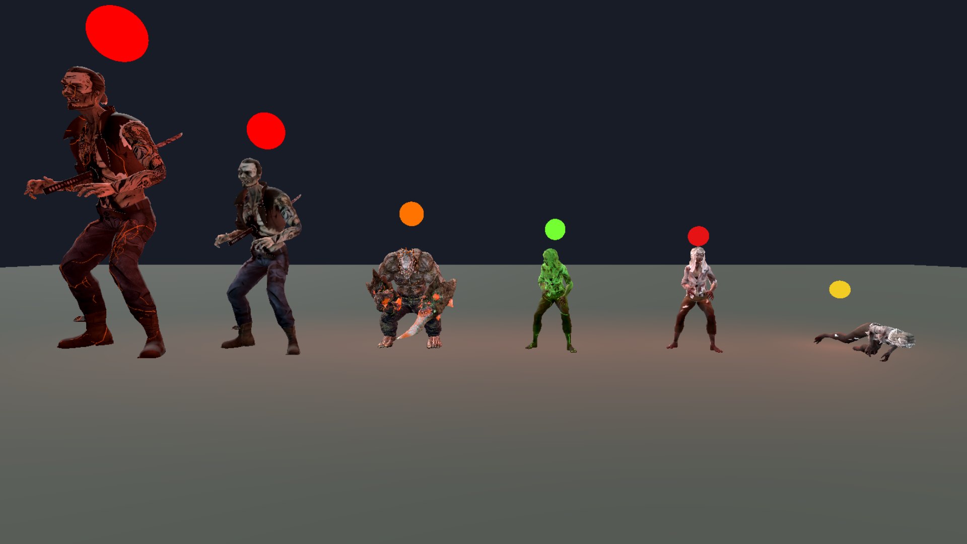 Différents zombies de Night Invasion